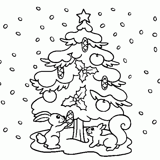 Dessin Dun Sapin De Noël Sous La Neige Coloriages De Noël